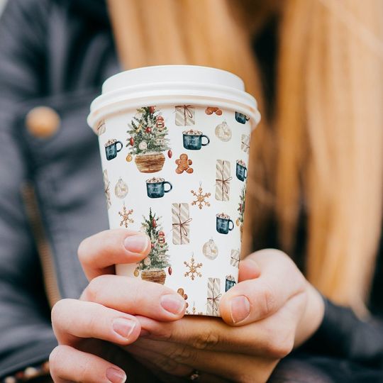 Discover Trendy Colorful Christmas Pattern | Watercolor Paper Cups