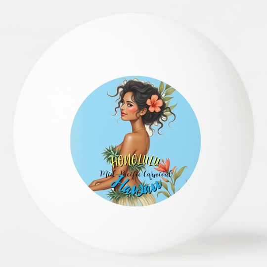 Discover Vintage Style Hawaiian Travel Honolulu Hula Girl Ping Pong Ball