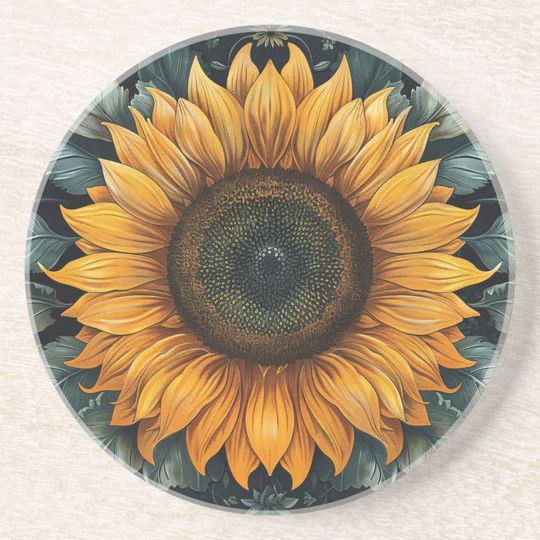 Discover Intricate Sunflower Botanical Art Coaster