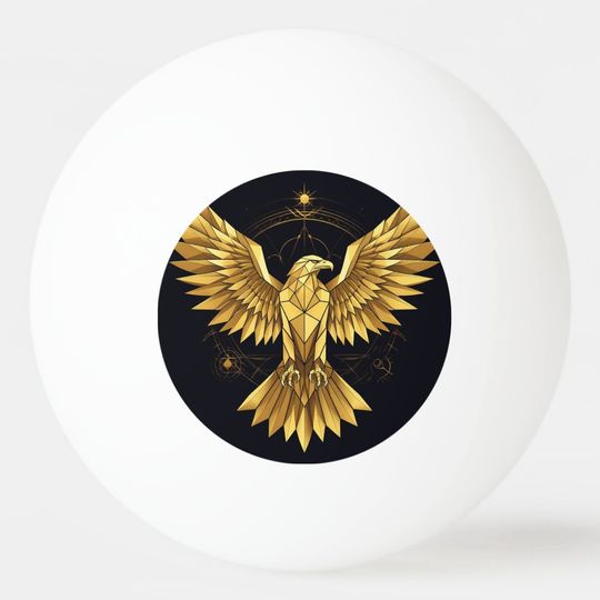 Discover Golden Geometric Eagle Ping Pong Ball