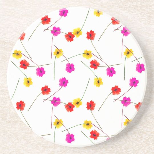 Discover Vibrant watercolor pattern with little flowers coaster