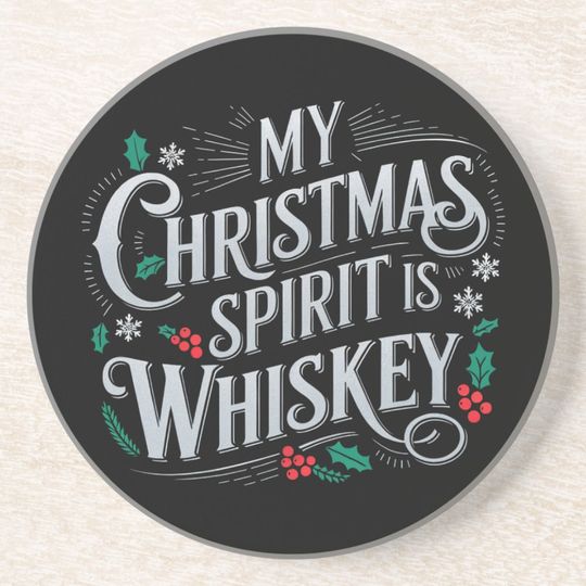 Discover Christmas Drinking Whiskey Lovers Drinker Saying  Coaster