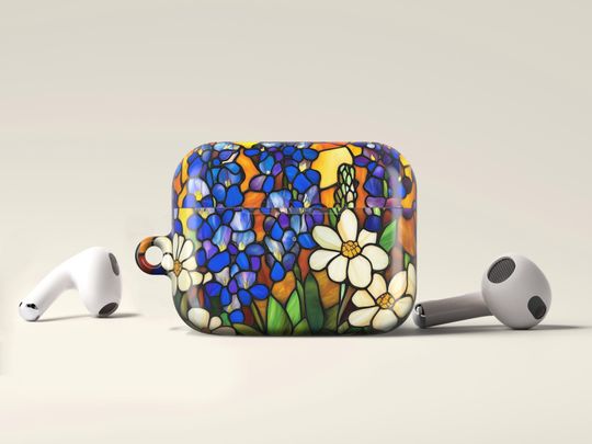 Discover Stained Glass Style Floral AOP Airpods Case Cover