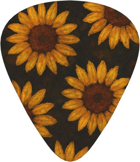 Discover Vintage Sunflower Pattern Guitar Picks, Abs Material, Assorted Thickness Set  For Versatile Play