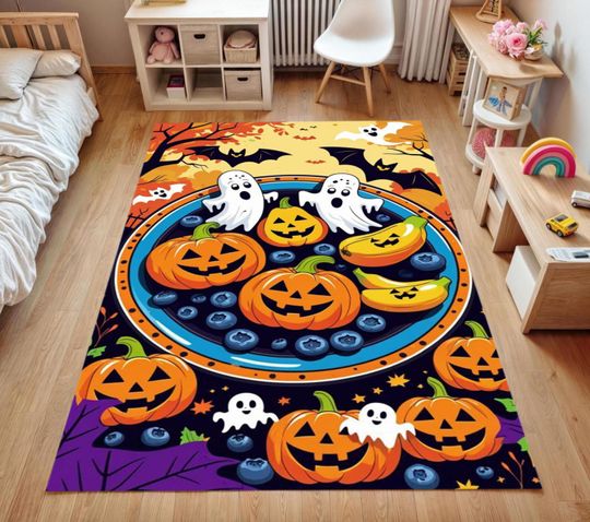 Discover Halloween Ghost & Pumpkin Rug