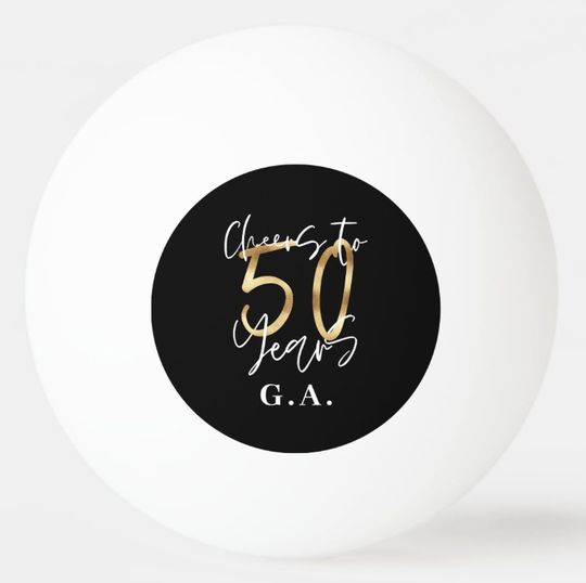 Discover cheers to 50 years modern black and gold ping pong ball