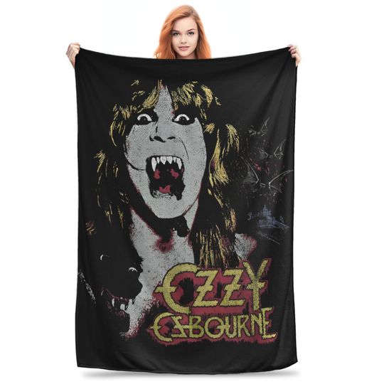 Discover Ozzy Osbourne Vampire  Blanket Black Sabbath Soft Funny Plush Bedding Throws For Couch Chair Travel Flannel Bedspread Bed Cover
