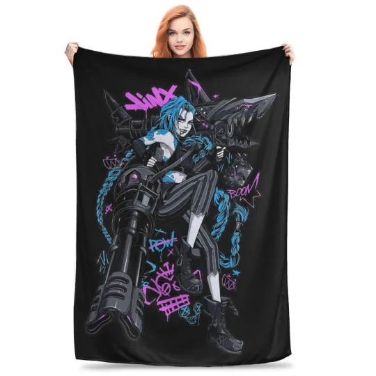 Discover Jinx Arcane You Got Jinxed Blanket Flannel Decoration L-Leagues of Legend Game Ultra-Soft Throw Blanket for Bed Travel Quilt