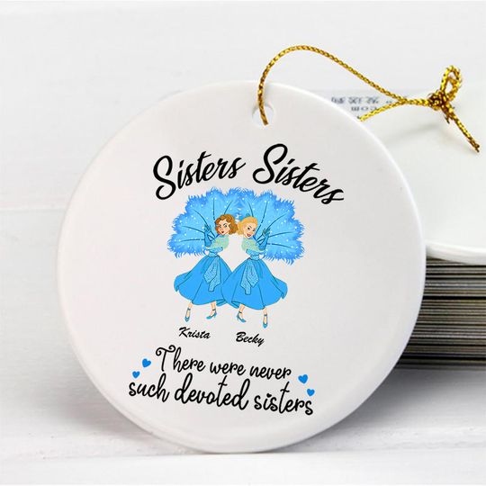 Discover Personalized White Sisters Ceramic Ornament