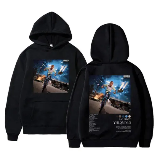 Discover Rap artist Bad Bunny YHLQMDLG music album print graphic Hoodie