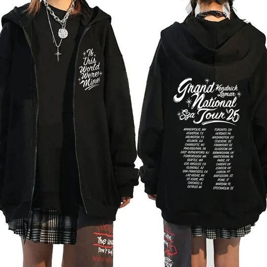 Discover SZA Kendrick Lamar 2025 Global Tour Zipper Hoodie