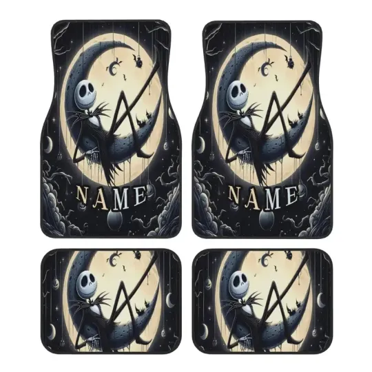 Discover Nightmare Jack Car Floor Mats Custom Text Gift Set For SUV Truck Sedans Use