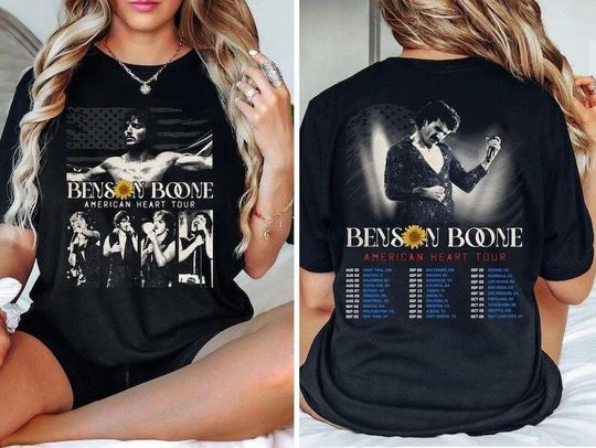 Discover Vintage Benson Boone America Heart Tour Comfort Colors Shirt, Benson Boone Merch