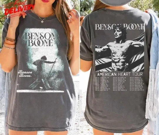 Discover Benson Boone Shirt American Heart Tour 2025, Benson Boone Shirt charcoal
