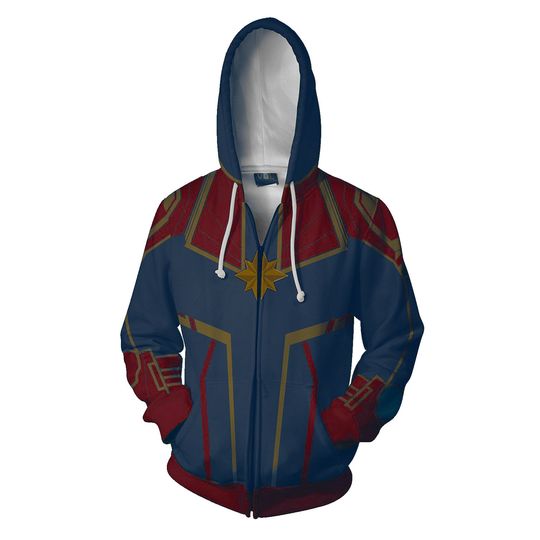 Discover Carol Danvers Cosplay Hoodie 3D Printed Sports Wear Carol Danvers Jacket Polyester Thin Party Costume for Unisex