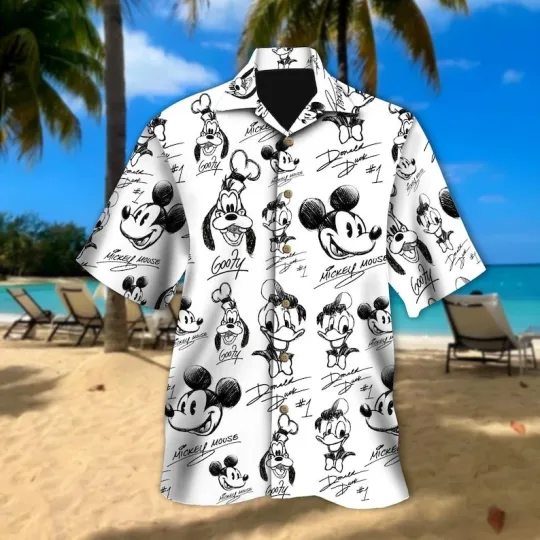Discover Disneyyy Mickeyy And Friends Signature Hawaiian Shirt, Mickeyy mouse Donald Duckk