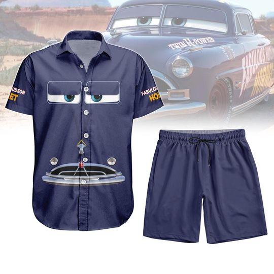 Discover Disneyyy carss Docc Hudsonn Button Shirt, Men Shorts, Lightningg McQueenn Docc Hudsonn Hawaiian Shirt, WDW Disneyyland carss Land Costume Cosplay