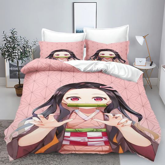 Discover demon: Kimetsu no Yaiba kamado neko Anime 100% Polyester Bedding Set Duvet Cover Set Printed Cartoon Home Decor
