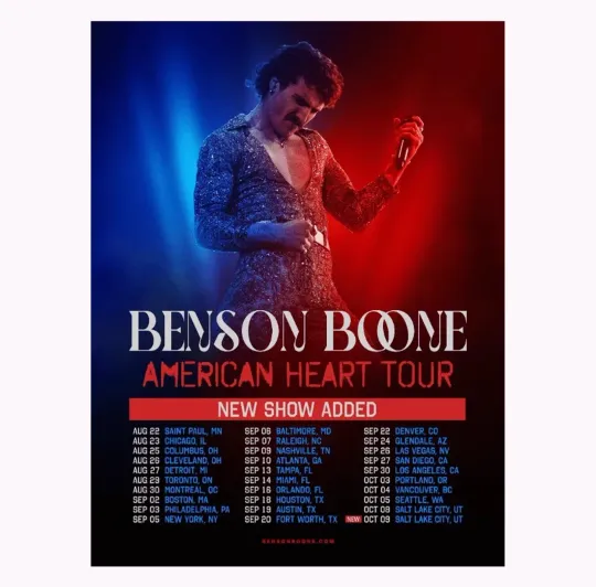 Discover Benson Boone American Heart Tour 2025 Poster
