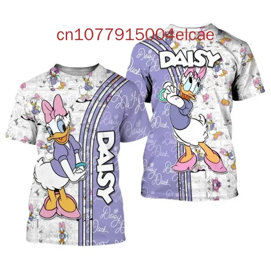 Discover Disneyyy Daisy Duckk T-shirt 2025 New 3D Printed Men's Women's And Children's Round Neck Casual Street T-shirt