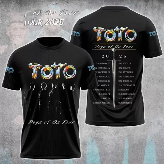 Discover The Dogz of Oz World Tour 2025 TOTO Band 3D T-Shirt
