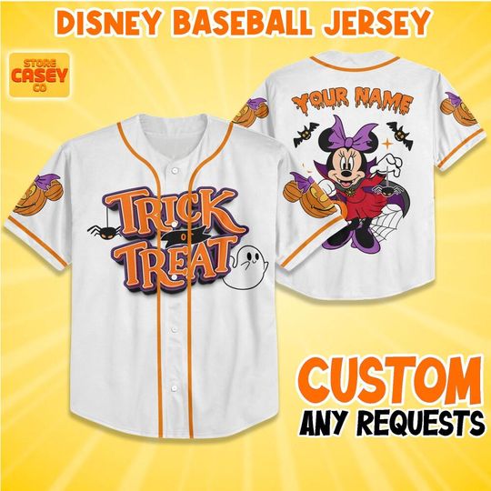 Discover Custom Minniee Mouse Halloween Party Jersey Mickeyy, Personalize Disneyyland Jersey, Halloween Oufit,Gift for Disneyyy Fans