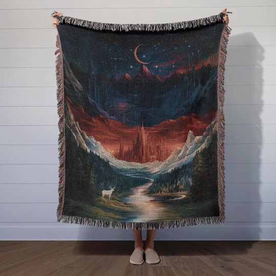 Discover ACOTAR, Crescent City, Throne of Glass, Woven Blanket, Fantasy Bookish Decor Maasverse Booktok Gift Reading Nook Throw Night Court Aesthetic