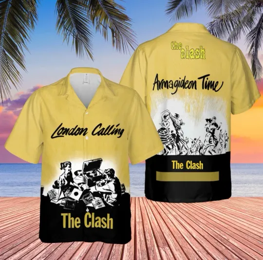 Discover The Clash London Calling Albums Yellow Hawaiian Shirt, shirt US size