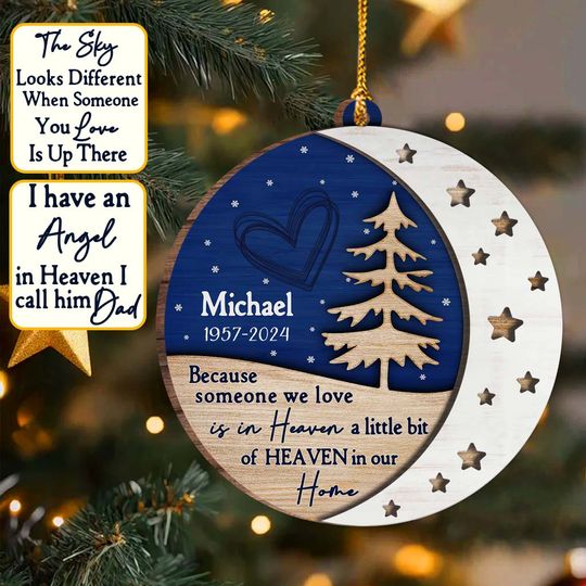 Discover The Sky Looks Different When Someone You Love - Personalized Memorial 2 Layered Wooden Ornament
