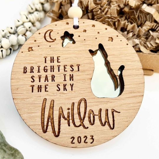 Discover The Brightest Star In The Sky - Personalized Cat Mirrored Wooden Ornament