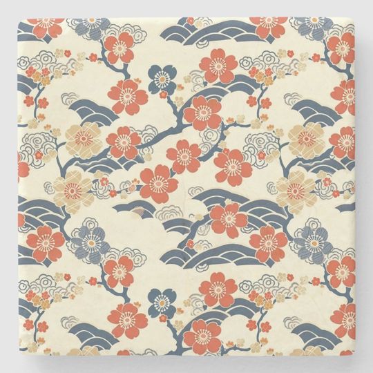 Discover Elegant Cherry Blossom Seamless Pattern (14) Stone Coaster