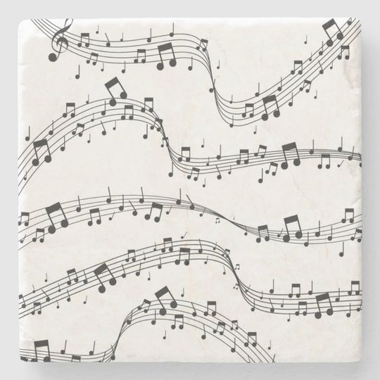 Discover Black and White music note Pattern musician    Stone Coaster