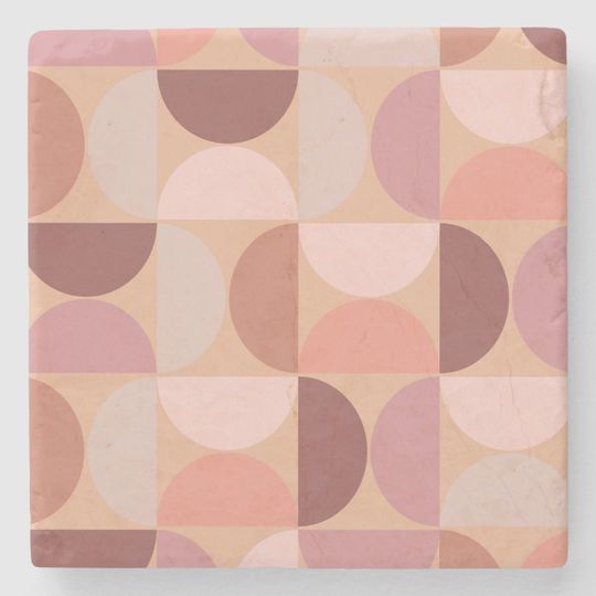 Discover Mid Century Modern Pattern Peach Fuzz Stone Coaster