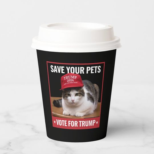 Discover Save Your Pets Vote for Trump US Election Quote Paper Cups