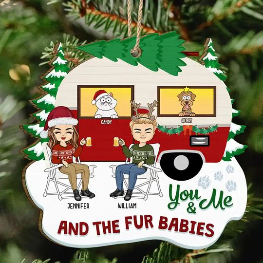 Discover          Christmas Camper You, Me And The Fur Babies - Personalized Custom Shaped Wooden Ornament       