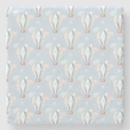 Discover Blue Balloons Pattern Stone Coaster
