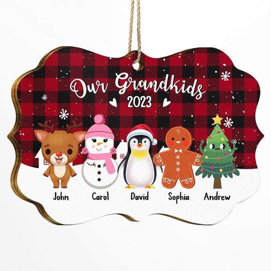 Discover          Our Grandkids - Christmas, Loving Gift For Grandparents, Grandma, Grandpa, Family - Personalized Medallion Wooden Ornament       