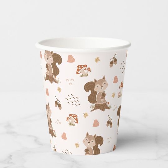 Discover Cute Squirrel Woodland Forest Pattern Paper Cups