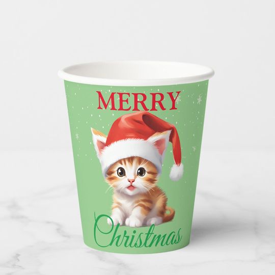 Discover Funny Safari animals Cat Santa Christmas Costume Paper Cups