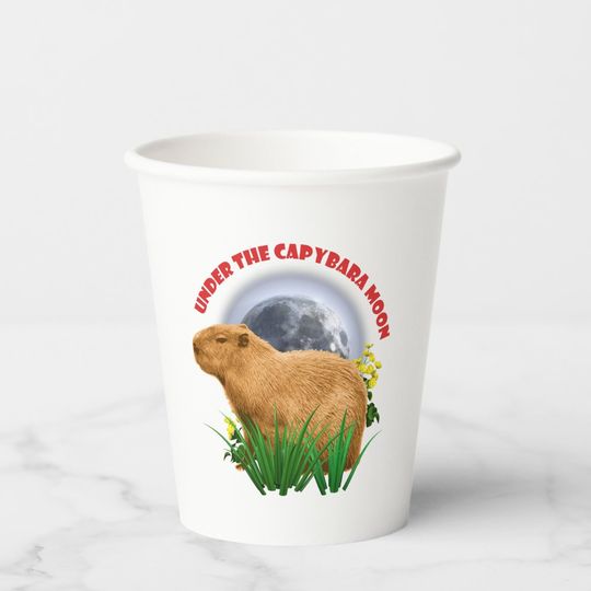 Discover Under the Capybara Moon Funny Capybara Paper Cups