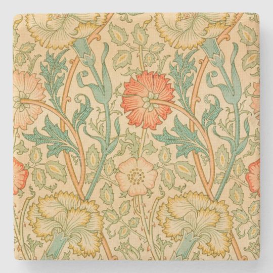 Discover Pink and Rose Pattern (by William Morris) Stone Coaster