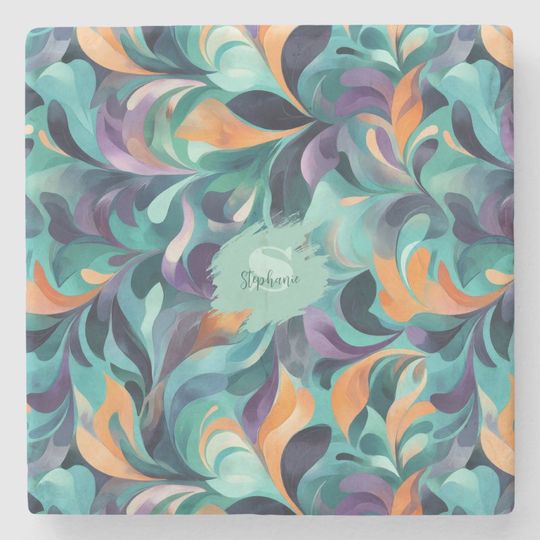Discover Vibrant Abstract Paisley-Inspired Pattern Stone Coaster