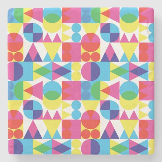 Discover Abstract colorful geometric pattern design. stone coaster