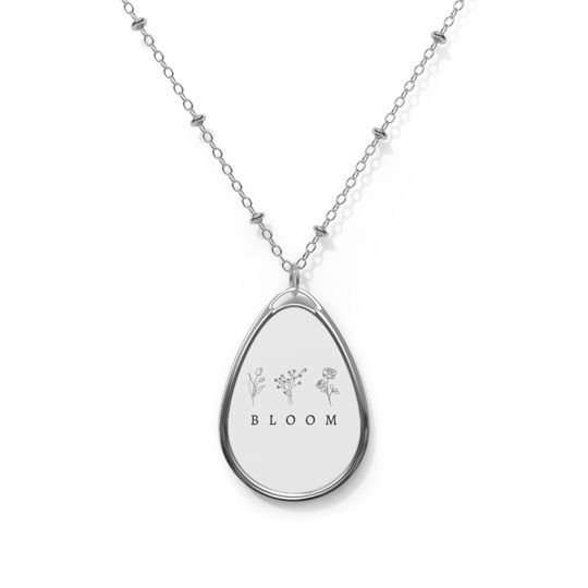 Discover Bloom Oval Necklace, Floral Pendant, Personalized Gift, Adjustable Chain Jewelry, Mother's Day Gift, Everyday Wear