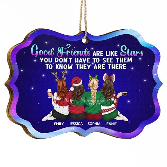 Discover Good Friends Are Like Stars - Christmas Gifts For Besties, Best Friends - Personalized Medallion Wooden Ornament