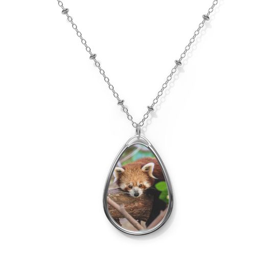 Discover Wild Red Panda Oval Necklace