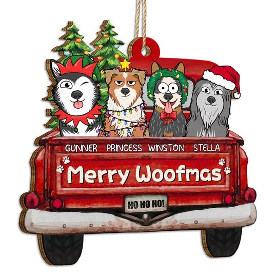 Discover          Merry Woofmas - Christmas Gift For Dog Lovers - Personalized Wooden Cutout Ornament       