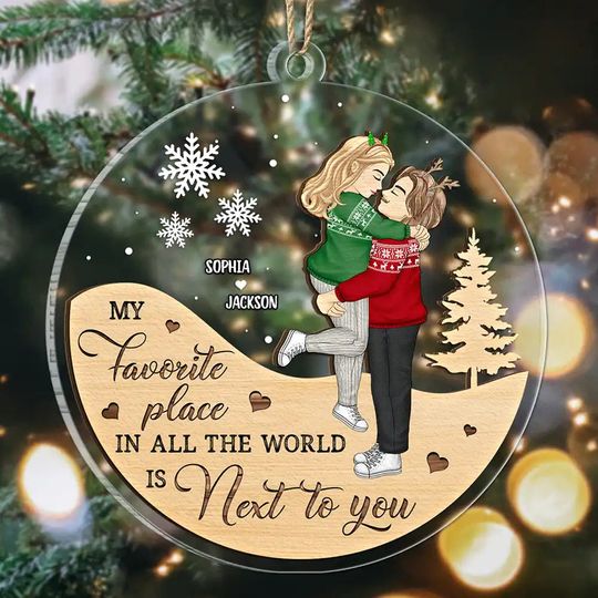 Discover          Next To You Couples - Personalized 2-Layered Mix Ornament       