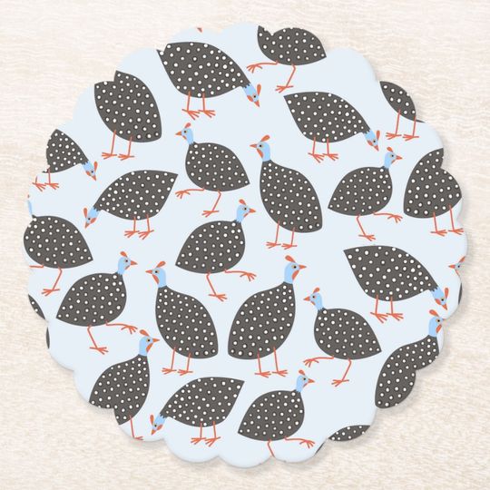 Discover Guinea Fowl Blue Pattern Paper Coaster