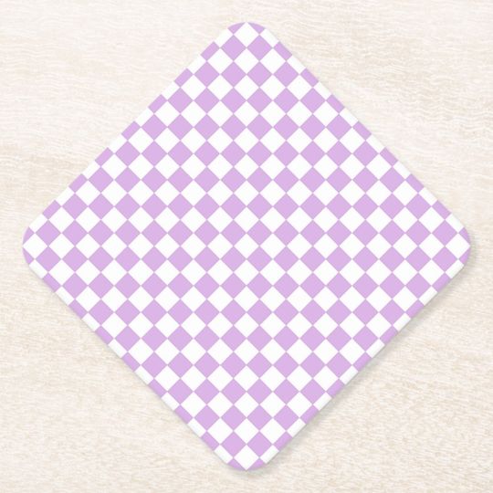 Discover Purple White Checker Diamond Pattern Paper Coaster